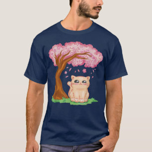 Sakura Niedlich Cat Kawaii Japanisch Cherry Blosso T-Shirt