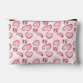 Sakura Petals with Kanji Zubehörtasche