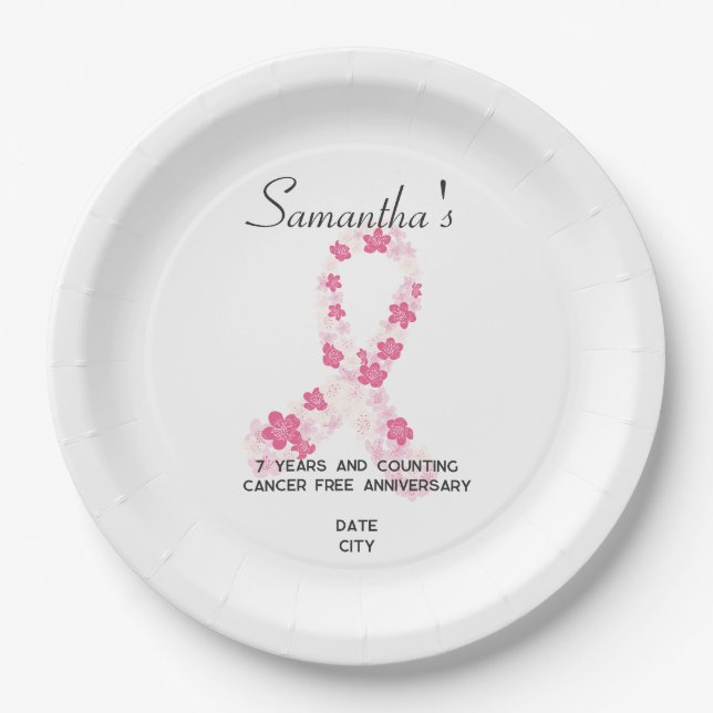 Sakura Pink Brustkrebs Fundraiser QR Code Pappteller (Vorderseite)