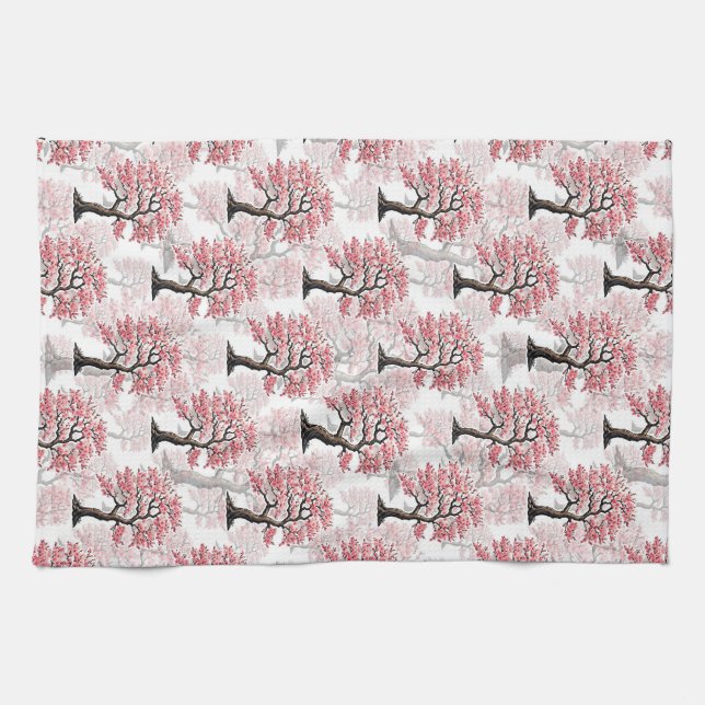Sakura Pink Cherry Blossom Baumdesign Geschirrtuch (Horizontal)