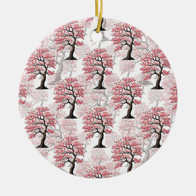 Sakura Pink Cherry Blossom Baumdesign Keramik Ornament (Vorne)