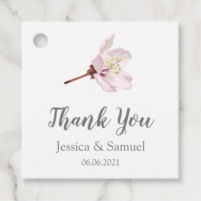 Sakura Pink Cherry Blossom Wedding Vielen Dank Geschenkanhänger (Vorderseite)
