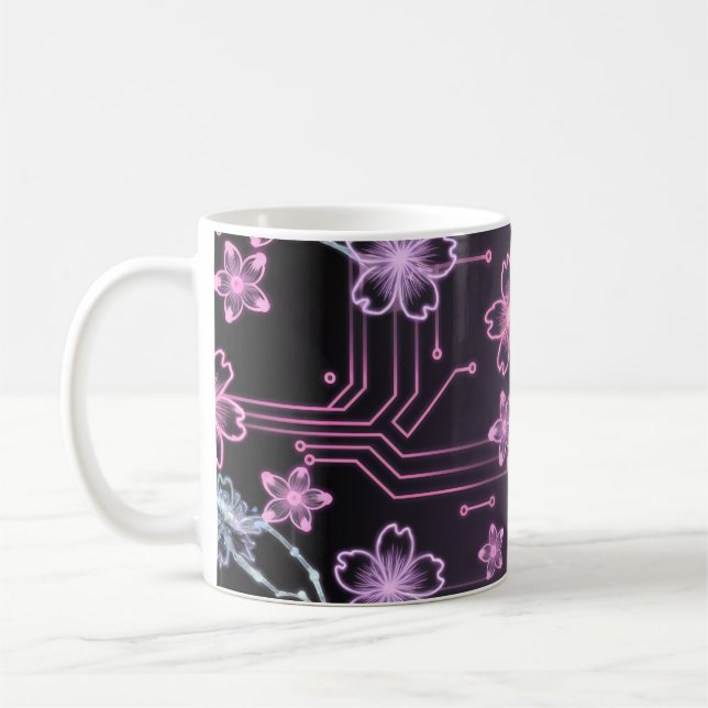 Sakura-Schaltkreise im Neon-Stil Kaffeetasse (Links)
