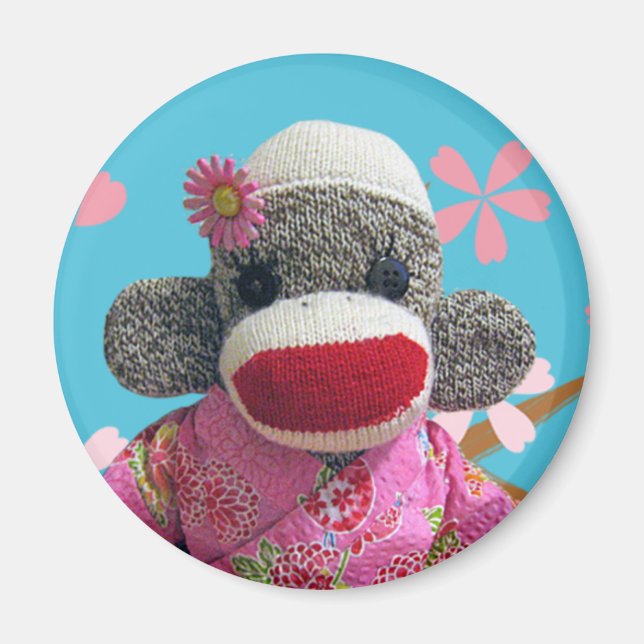 Sakura Sock Monkey Magnet (Vorne)