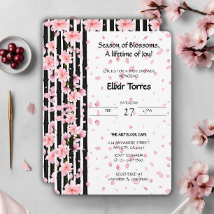 Sakura Spring Cherry Blossoms Babydusche Einladung