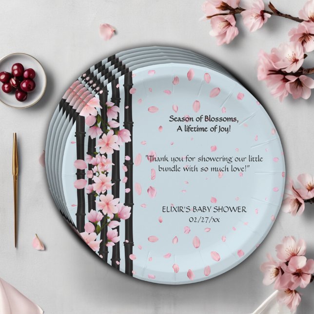 Sakura Spring Cherry Blossoms Babydusche Pappteller (Von Creator hochgeladen)