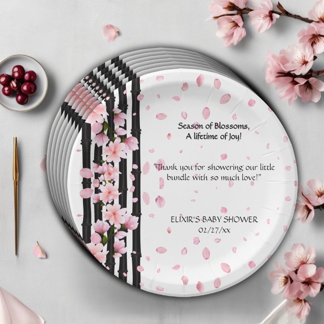 Sakura Spring Cherry Blossoms Babydusche Pappteller (Von Creator hochgeladen)