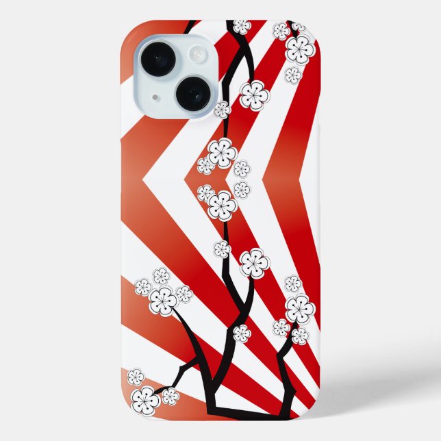 Sakura Sunrise Zen Streifen Weißes Kirschblüten Case-Mate iPhone Hülle (Rückseite)