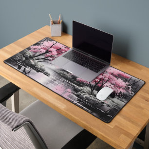 Sakura sur la peinture à l'encre de rivière