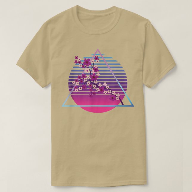 Sakura Synthwave Japanische Blume Vaporwave Cherry T-Shirt (Design vorne)