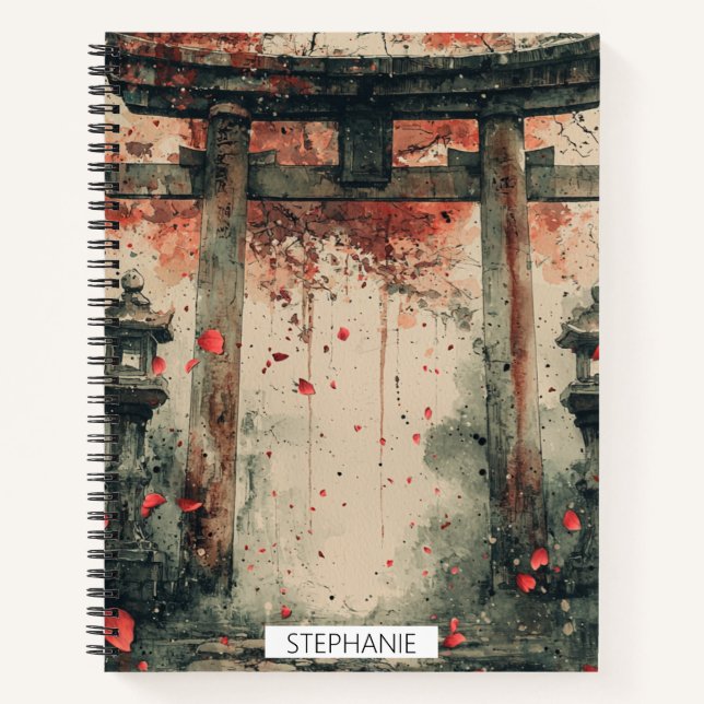 Sakura Torii-Tuschewaschkunst Notizbuch (Vorderseite)
