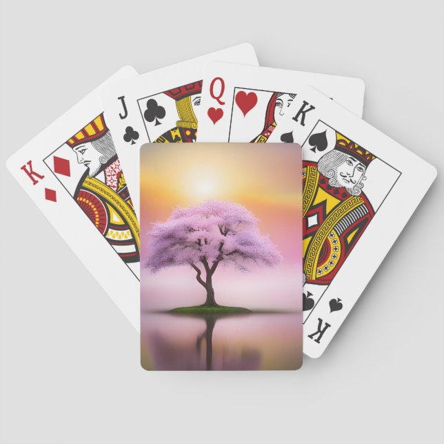 Sakura Tree bei Sonnenaufgang Spielkarten (Rückseite)