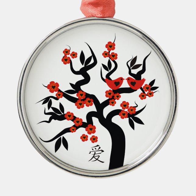 Sakura Tree Chinesische Liebe Symbol Sonderschmuck Ornament Aus Metall (Vorne)