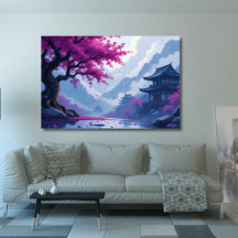 Sakura Tree et Maison japonaise sur un lac