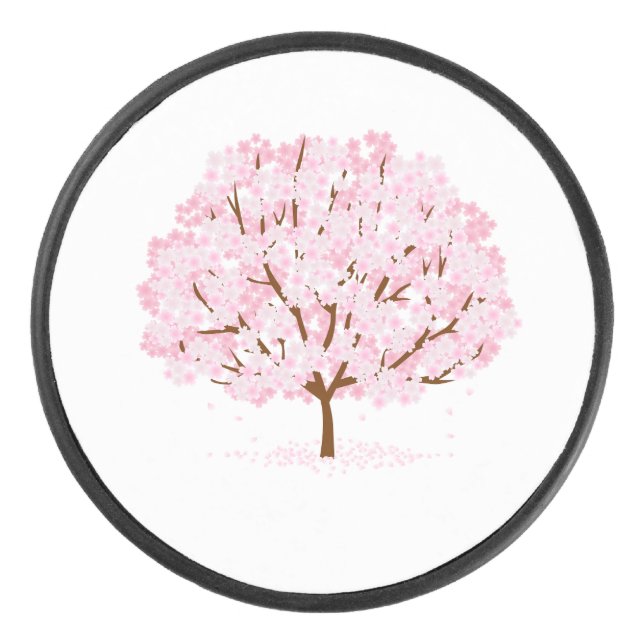 Sakura Tree in Full Bloom - Elegantes Frühjahrsdes Eishockey Puck (Vorderseite)