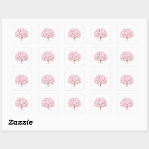 Sakura Tree in Full Bloom - Elegantes Frühjahrsdes Quadratischer Aufkleber