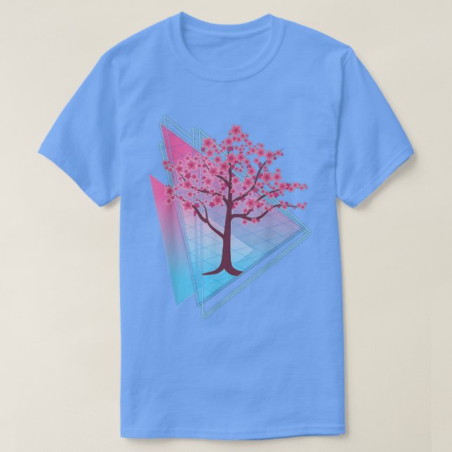 Sakura Tree Japan Retro 80er Art Vaporwave Cherry  T-Shirt (Design vorne)