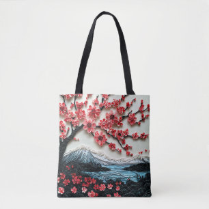 Sakura tree Paper Art, Baum mit roten Blume Tasche