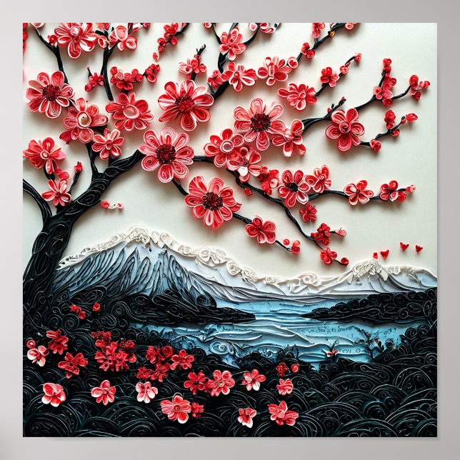 Sakura tree Paper Art Poster (Vorne)