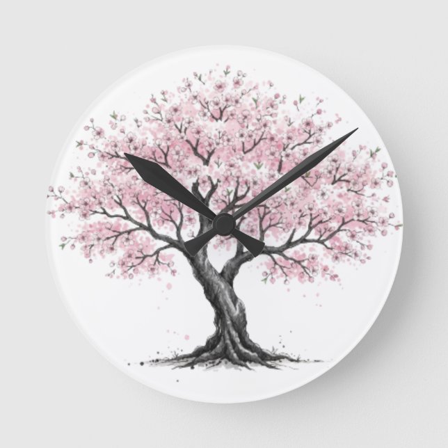 Sakura Tree Runde Wanduhr (Vorderseite)