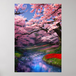 Sakura Trees Embrace Poster