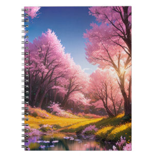 Sakura Trees und warmer Sonnenuntergang Notizblock