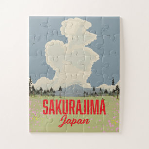 Sakurajima Japan Retro-Reiseplakat.
