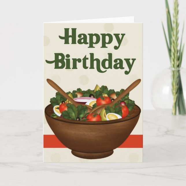 Salad Healthy Vegetarian Happy Birthday Card Karte (Vorderseite)