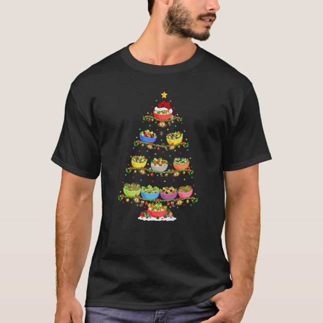 Salad  Lights Xmas Santa Salad Christmas Tree T-Shirt (Vorderseite)
