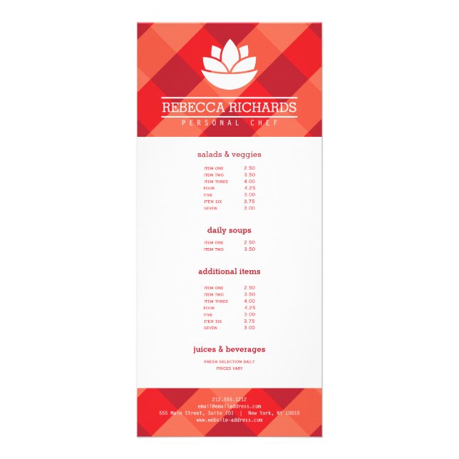 Salade saine Légumes Menu de restauration Rouge (Devant)