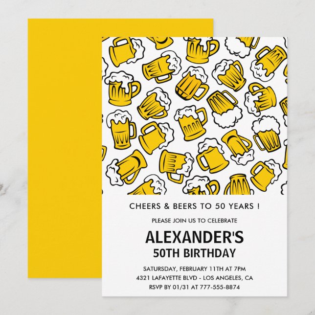 Salades et bières à 50 ans invitations (Devant / Derrière)