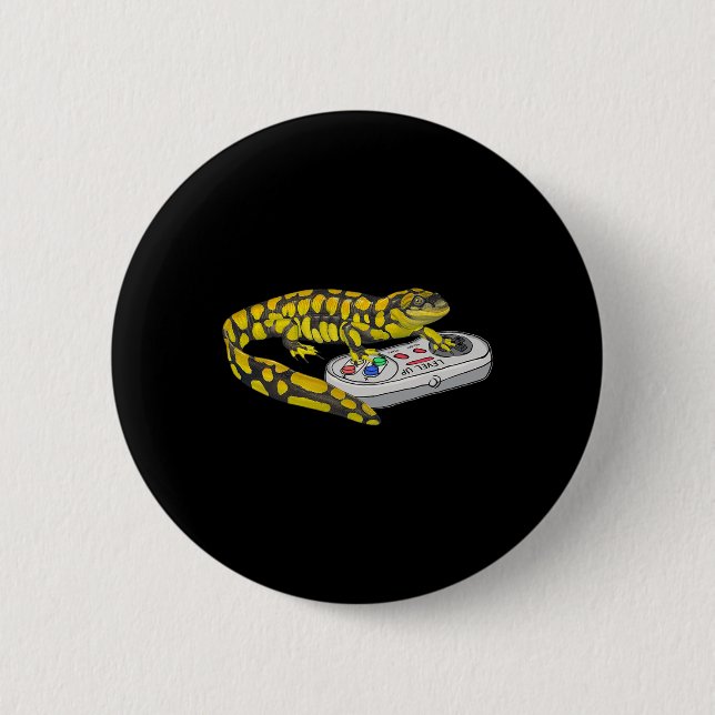 Salamander Playing Video Game Salamanders Gamers Button (Vorderseite)