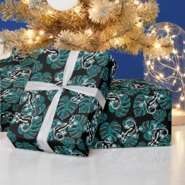 Salamander und Muster für grünes Leaf Geschenkpapier