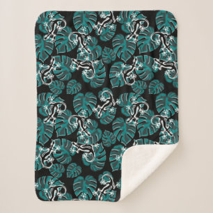 Salamander und Muster für grünes Leaf Sherpadecke