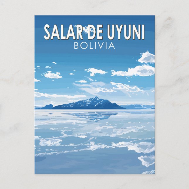 Salar de Uyuni Bolivien Vintage Art Postkarte (Vorderseite)