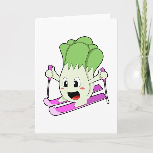 Salat als Skifahrer mit Ski Karte (Vorderseite)