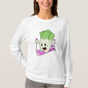 Salat als Skifahrer mit Ski T-Shirt