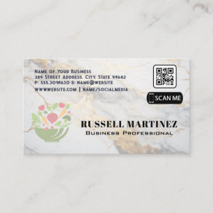 Salat-Bowl-Logo QR-Code Marmor Visitenkarte