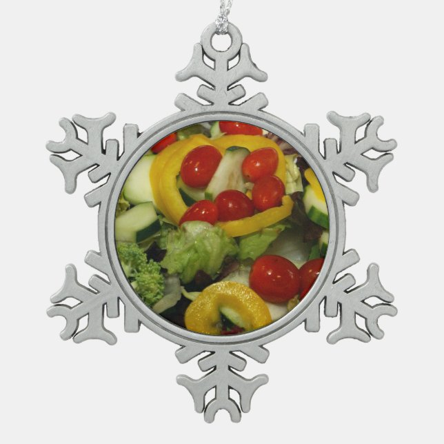 Salat "Fresh Garden" Schneeflocken Zinn-Ornament (Vorderseite)
