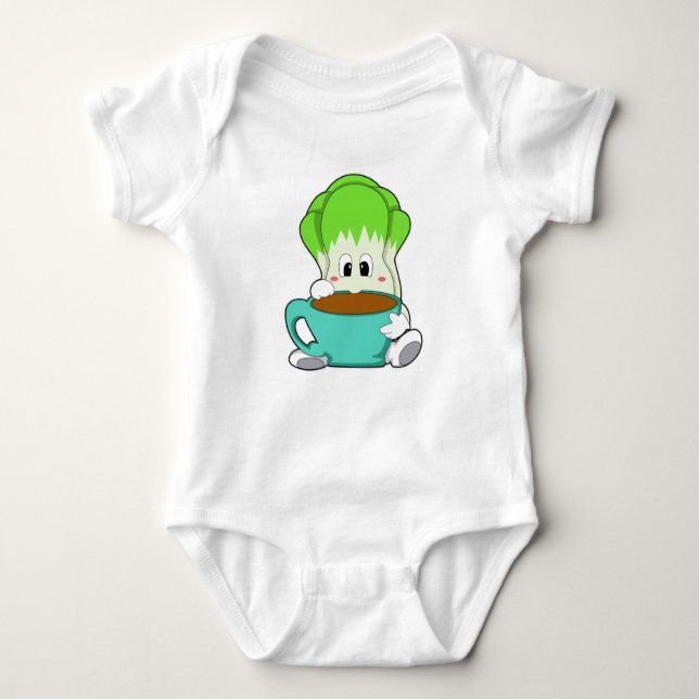 Salat mit Tasse Kaffee Baby Strampler (Vorderseite)