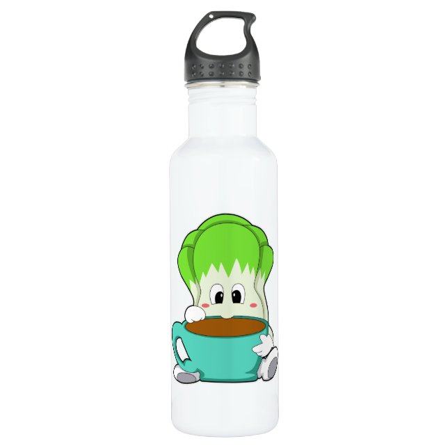 Salat mit Tasse Kaffee Edelstahlflasche (Vorderseite)