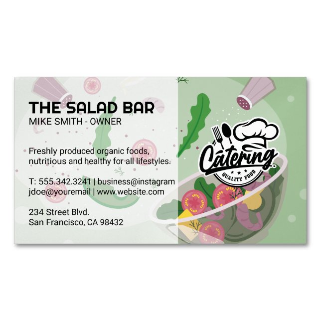 Salat wird zerstoert und gesäubert | Catering Magnetische Visitenkarte (Vorderseite)