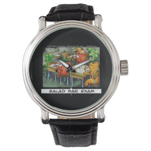 Salatbar-Prüfung Cartoon Lustige Unisex-Uhr Armbanduhr