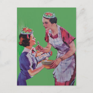 Salathüte Mutter und Tochter Collage Postkarte