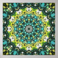 Salatschleuderer – Grün-gelbes Mandala-Muster