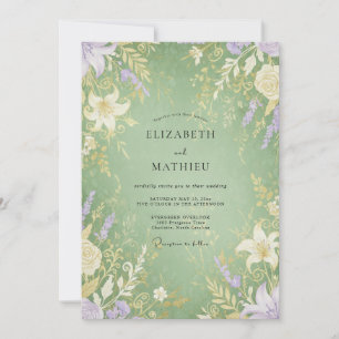 Salbei-Amethyst-Reben-Hochzeit Einladung