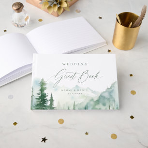 Salbei-Aquarell-Bergwald-Rustical-Hochzeit Gästebuch