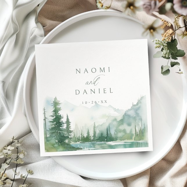 Salbei-Aquarell-Bergwald-Rustikale-Hochzeit Serviette (Sage Watercolor Mountain Forest Rustic Wedding Napkins)