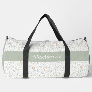 Salbei-Aquarell-Wildblumen-Blumenmuster mit indivi Duffle Bag