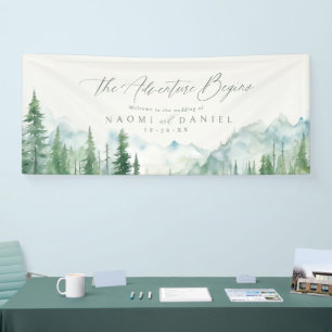 Salbei-Bergwald-Rustikale-Hochzeitsbegrüßung Banner